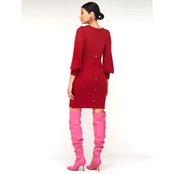 NWT Essential Button Back Red Sweater Dress Size XXL - Picture 2 of 10